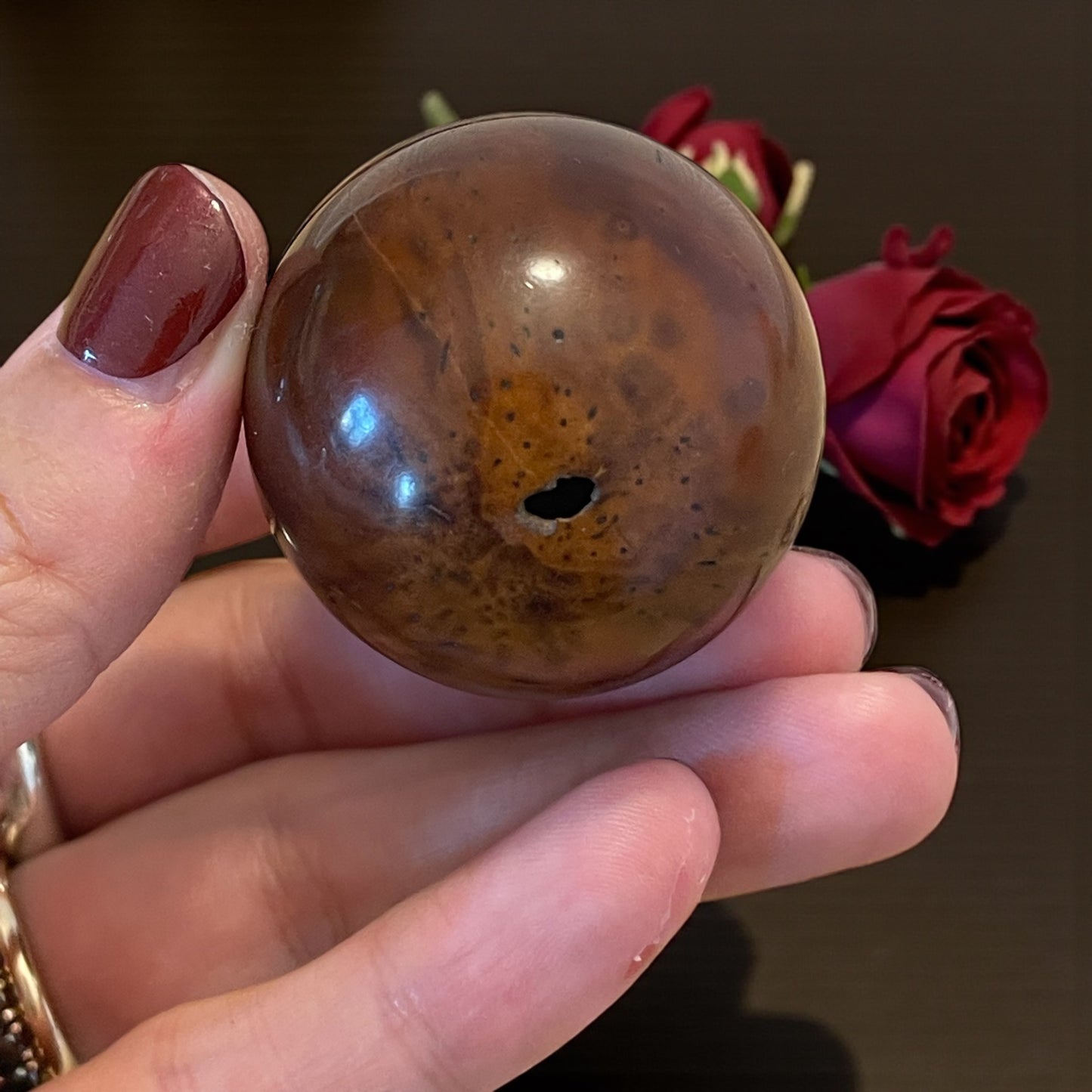 Antico Rosario Art déco in vetro di Boemia e argento dentro scrigno in noce di Tagua