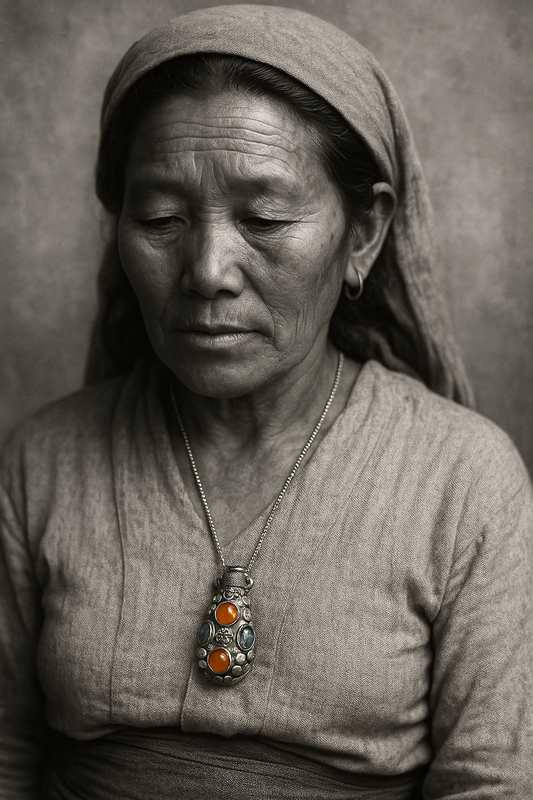 Pendente e collana porta profumo tibetano vintage