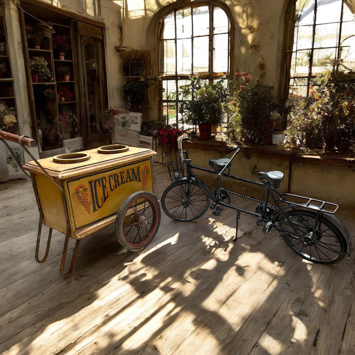 Giochi d’epoca, anni ‘40-‘50, carretto gelati e bicicletta tandem