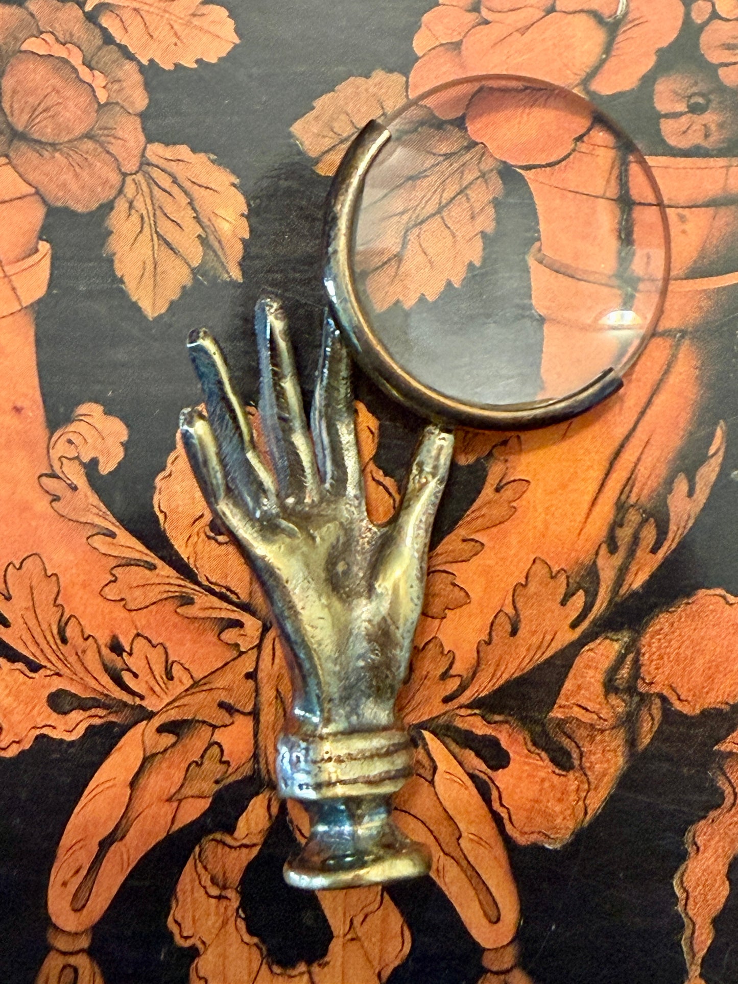 Antica lente da studio o lettura con mano, fine ‘800 - primo ‘900