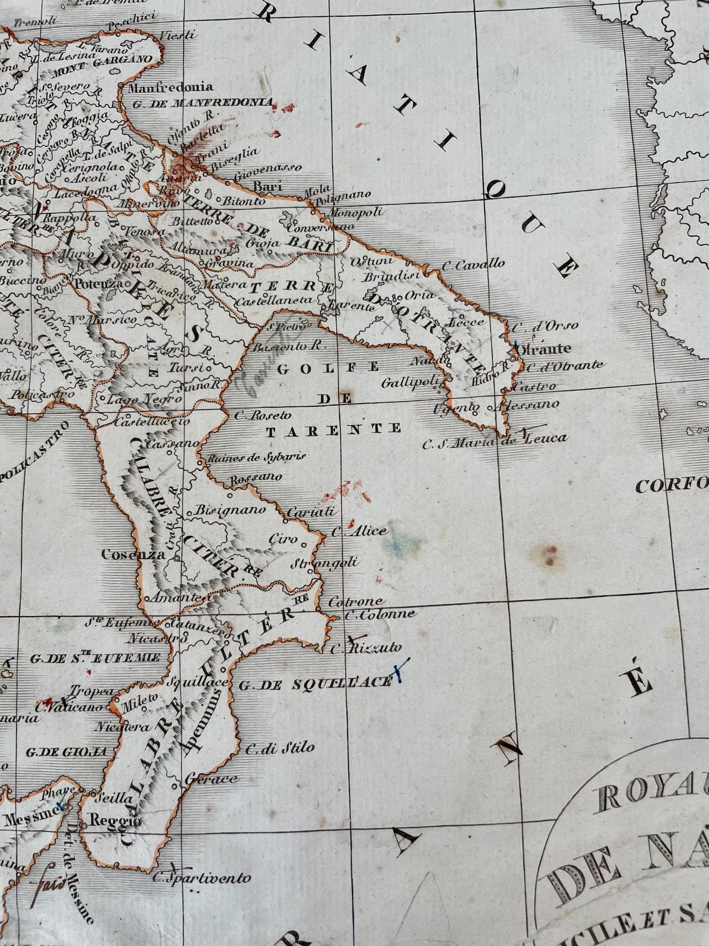 Antica mappa 1829 Delamarche Regno di Napoli e delle due Sicilie