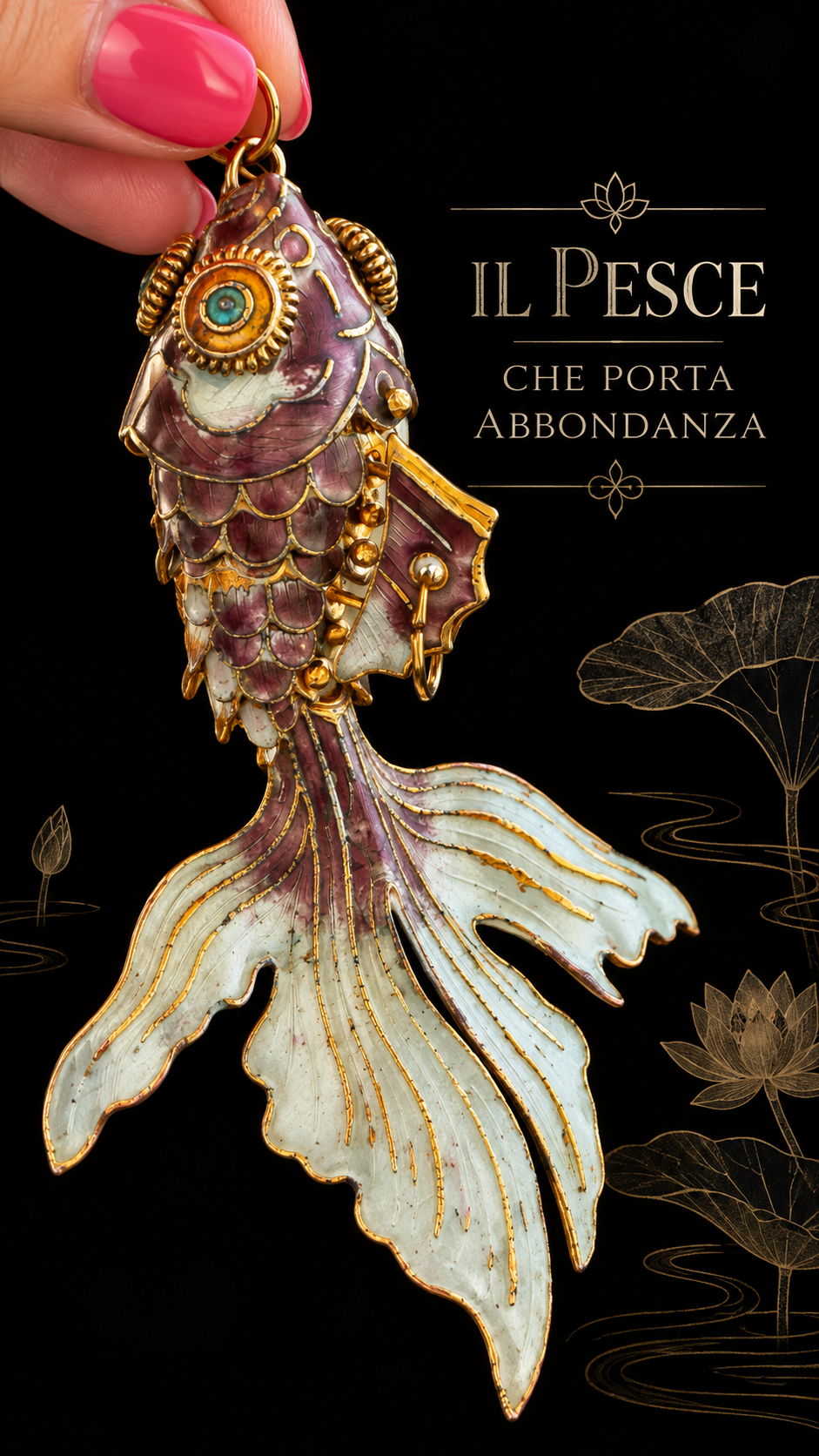Pendente pesce dell’abbondanza Carla articolata cinese smaltata