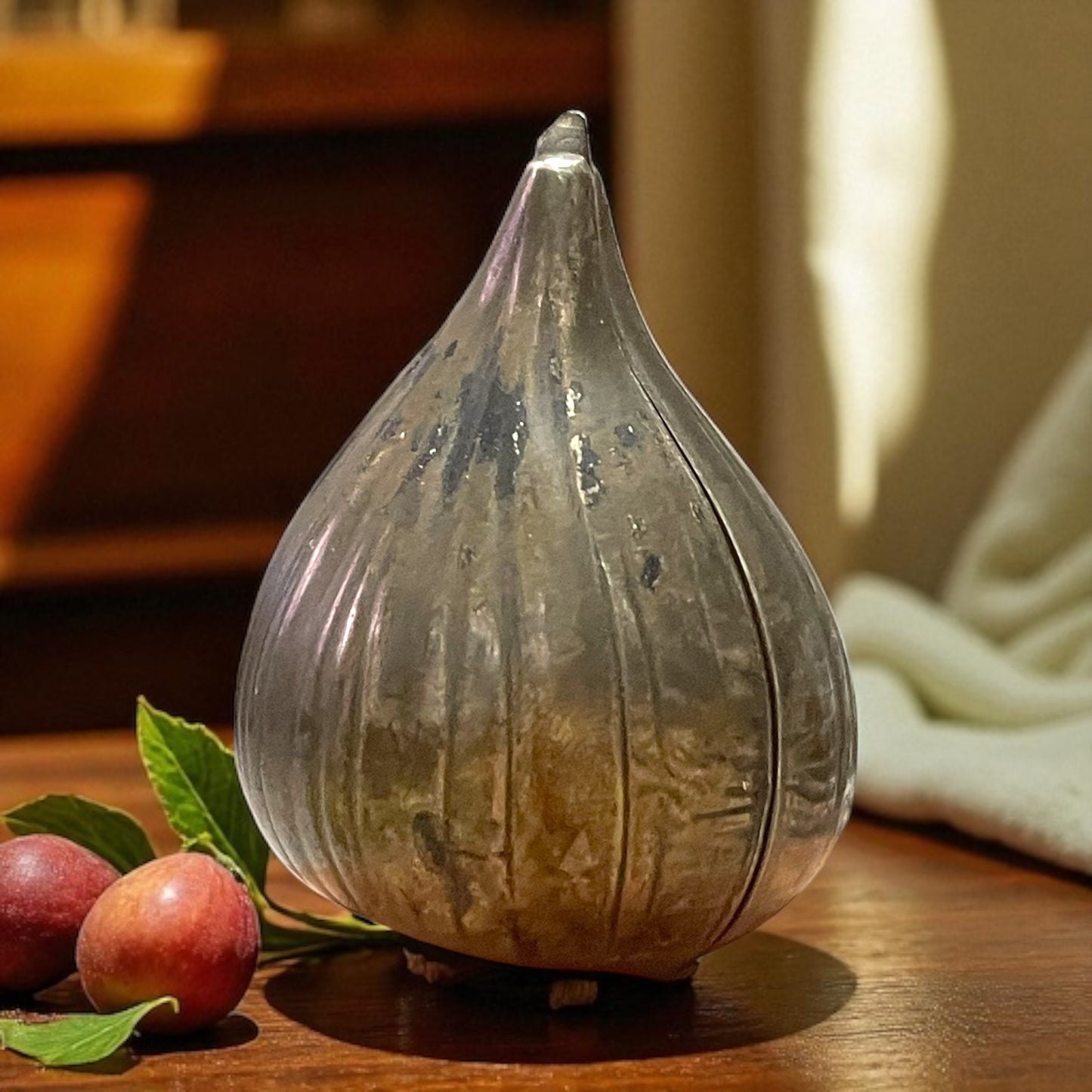 Snuff box in argento, tabacchiera da fiuto a guisa di fico