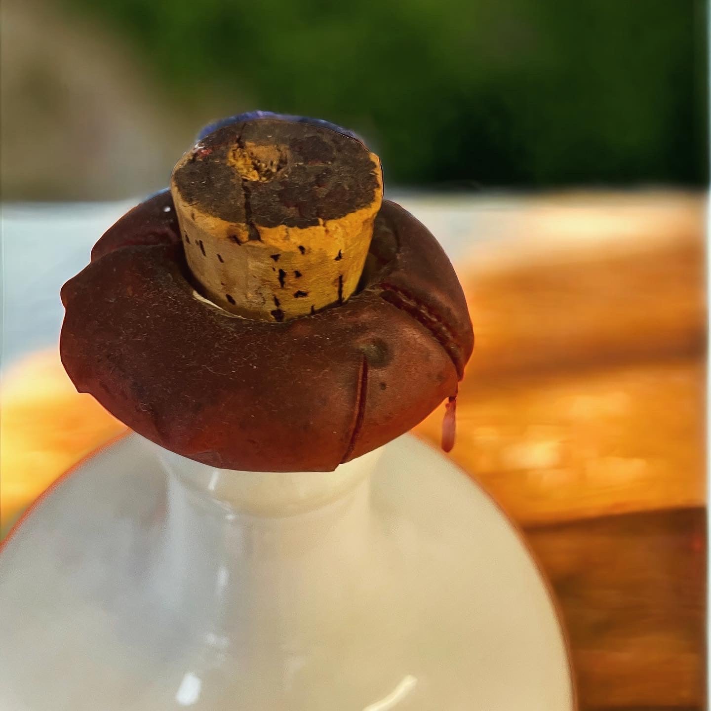 Trebbiano wine flask painted ceramic