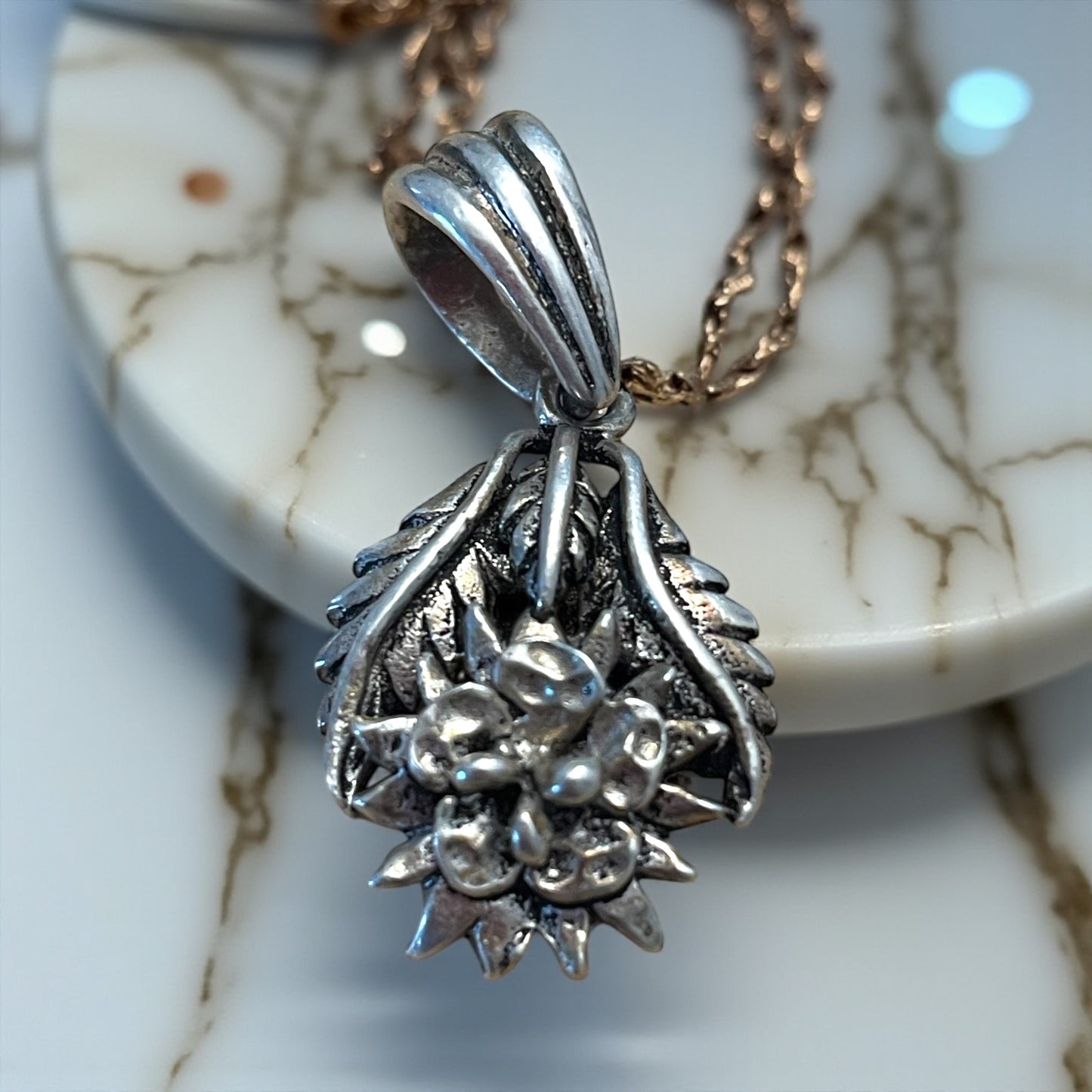 Pendente in argento 925, tedesco, stella alpina Edelweiss