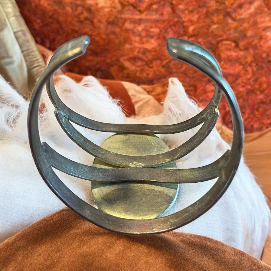 Bracciale con grande cabochon di corniola, boho, anni ‘60