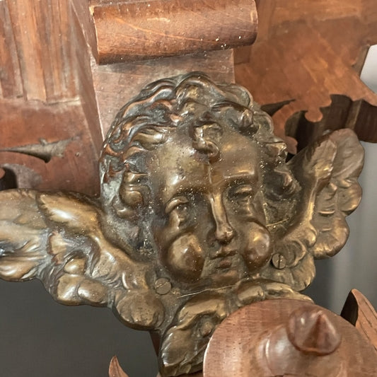 Antica console neo barocca - rococò con putto in bronzo, primo ‘900