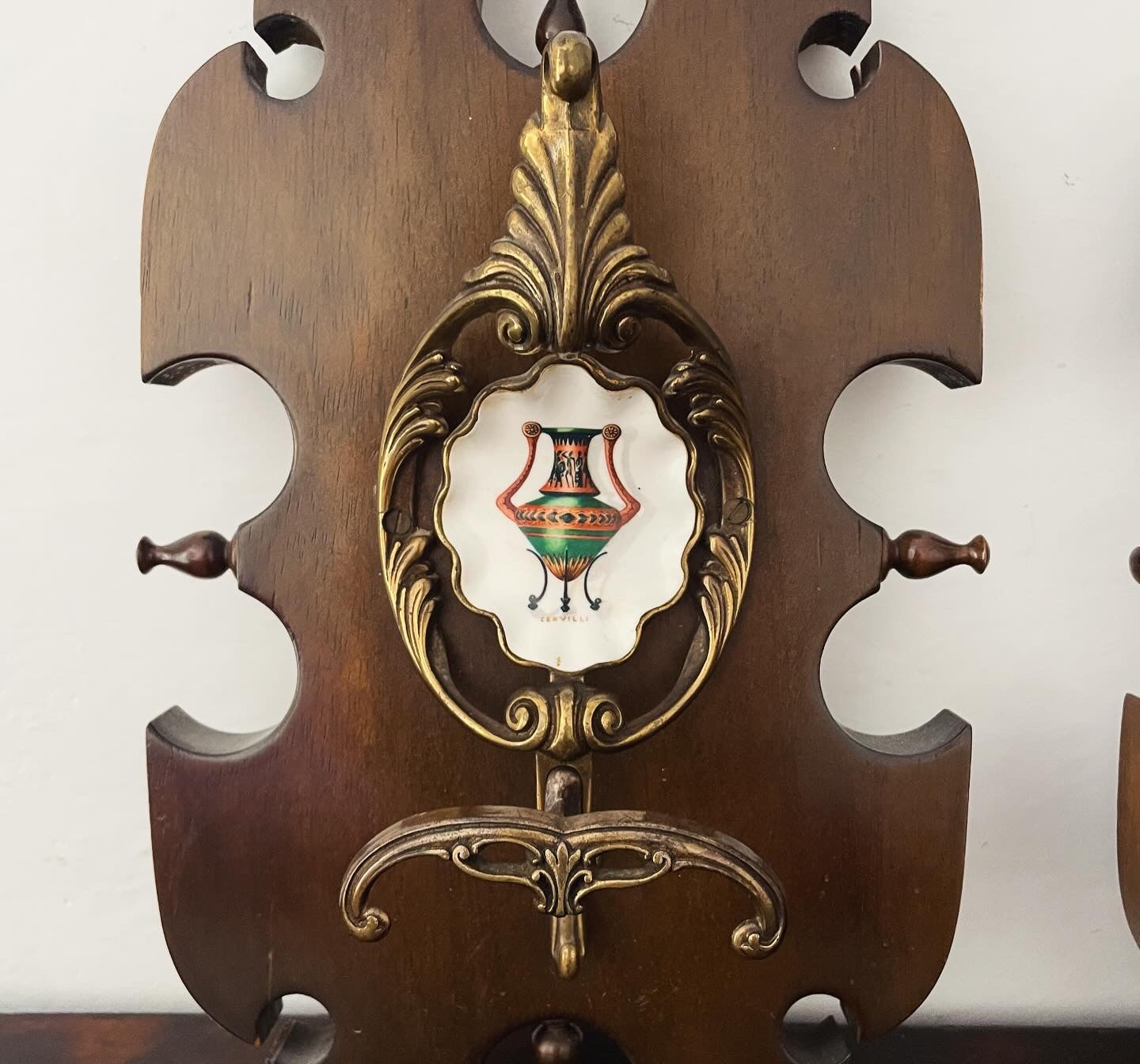 Pair of Cervilli ceramic coat hangers