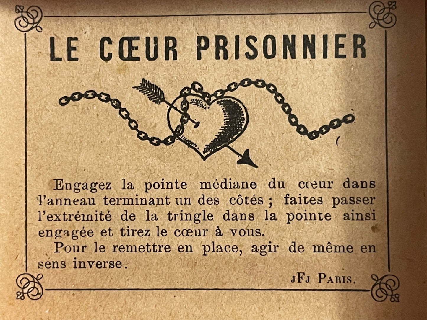 Gioco francese rompicapo anni ‘20 “Il cuore prigioniero” in confezione originale