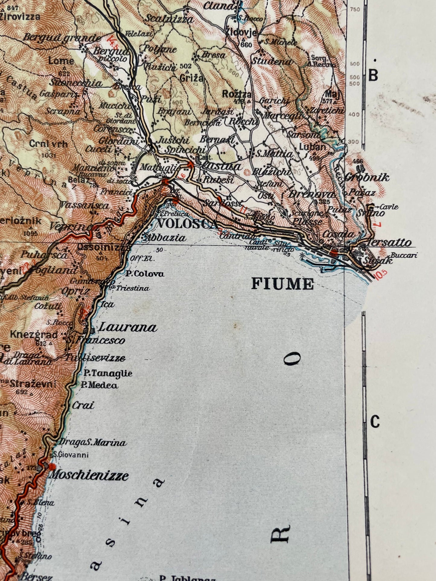 Carta geografica del territorio di Fiume e di Pola, 1941 Bertarelli Touring Club