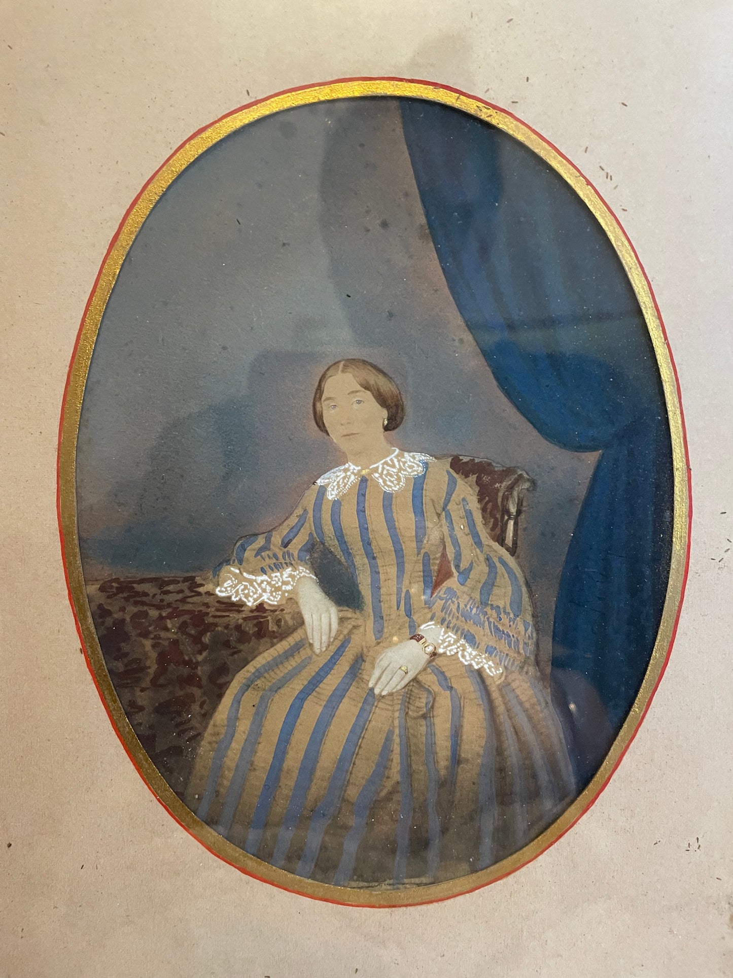 Antica fotografia, metà ottocento ritoccata e dipinta a mano in oro
