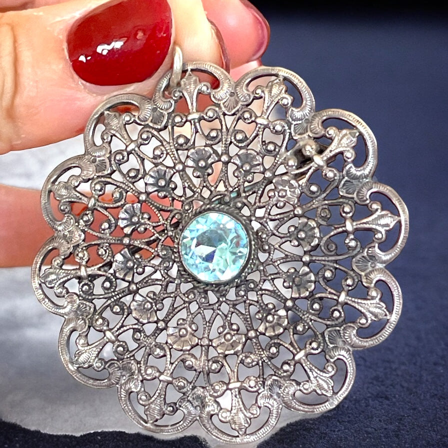 Stupendo antico pendente in argento anni ‘20 - ‘30