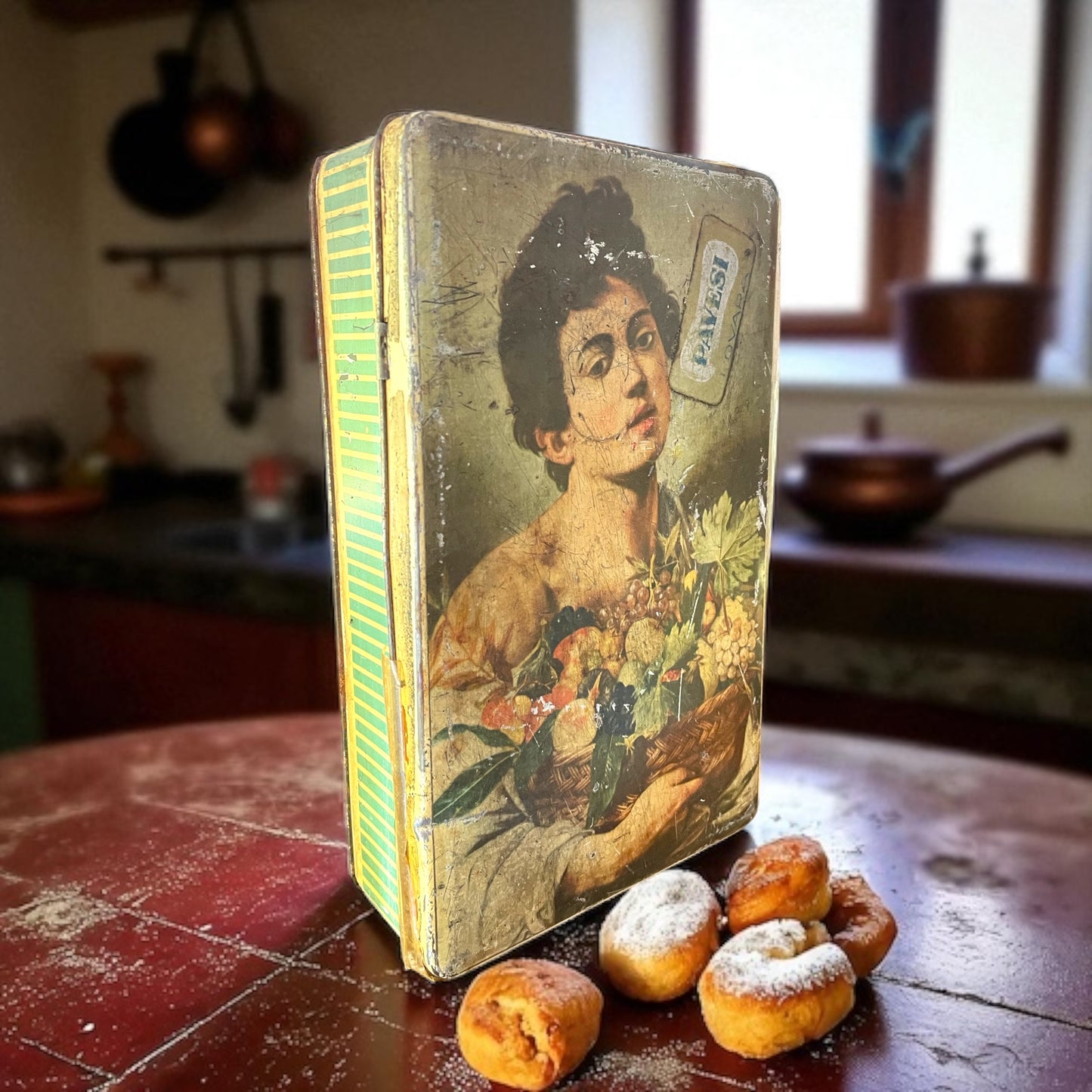 Scatola latta anni ‘30 - ‘40 Pavesi con Il Fanciullo di Caravaggio