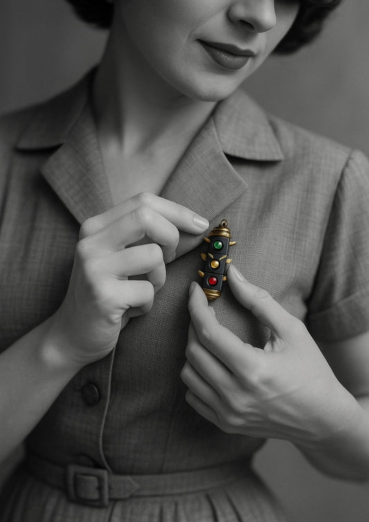 Spilla a semaforo con strass, anni ‘40 - ‘50