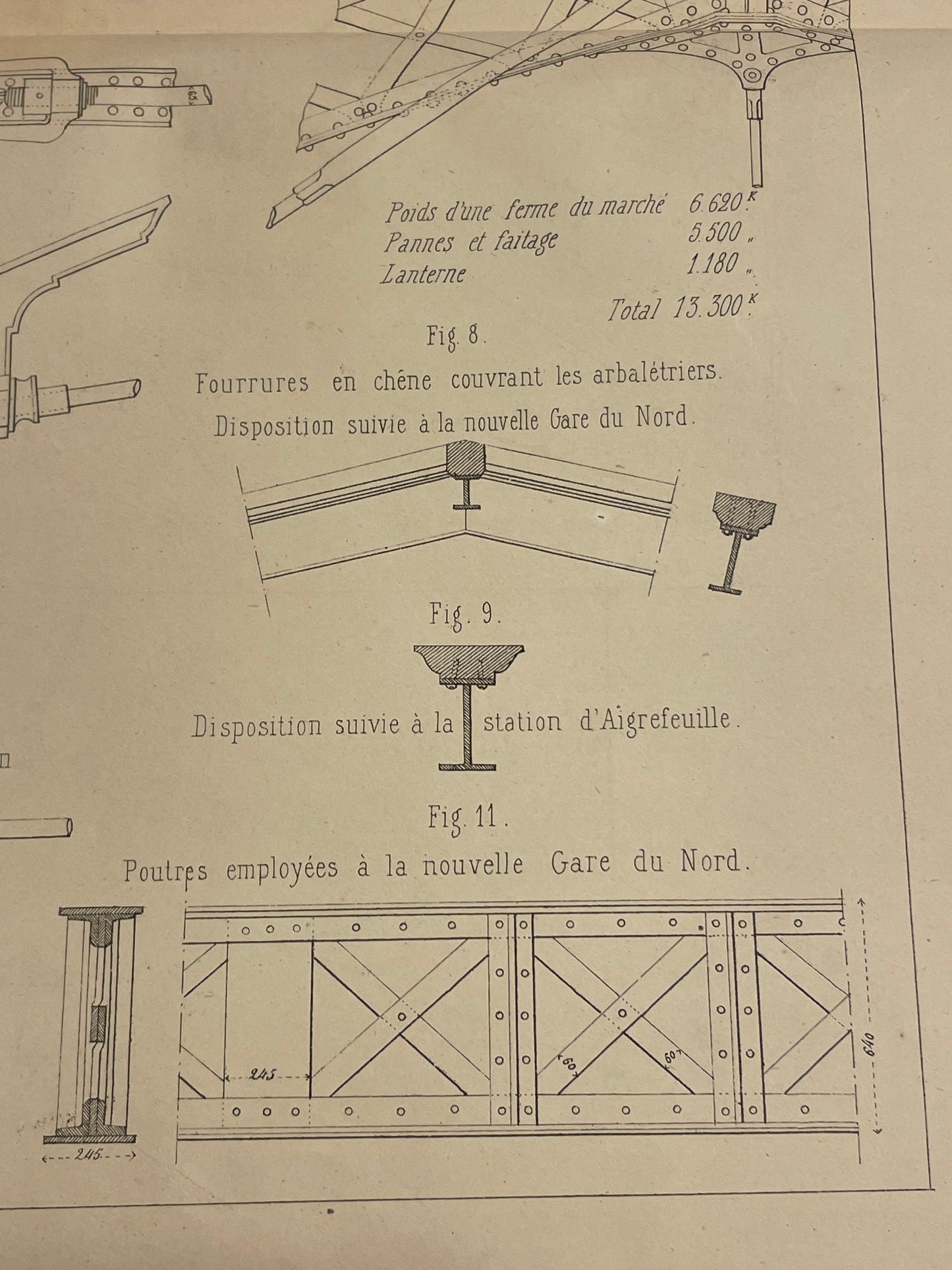 Tris grandi tavole architettura Ecole des Arts, ca 1850