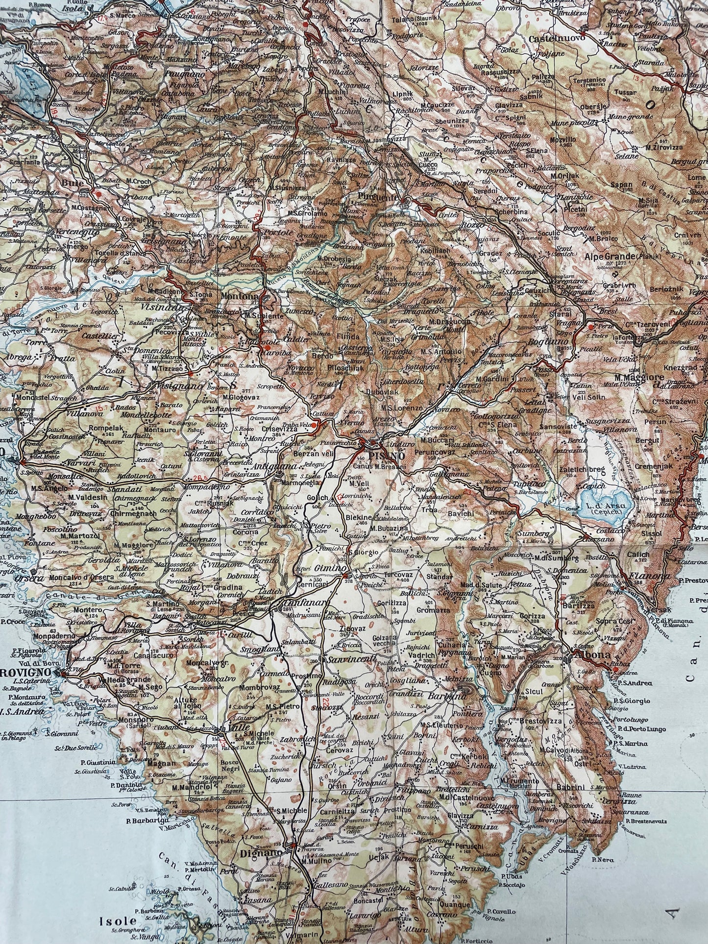 Carta geografica del territorio di Fiume e di Pola, 1941 Bertarelli Touring Club