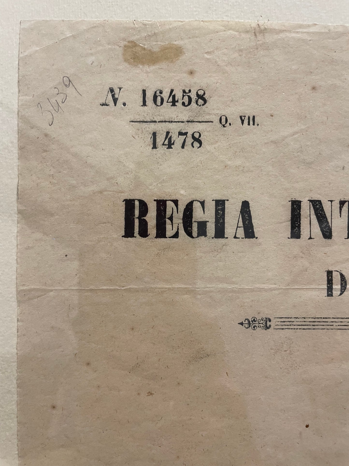 Avviso Regio Brescia 1859 sulla detenzione di armi, documento originale