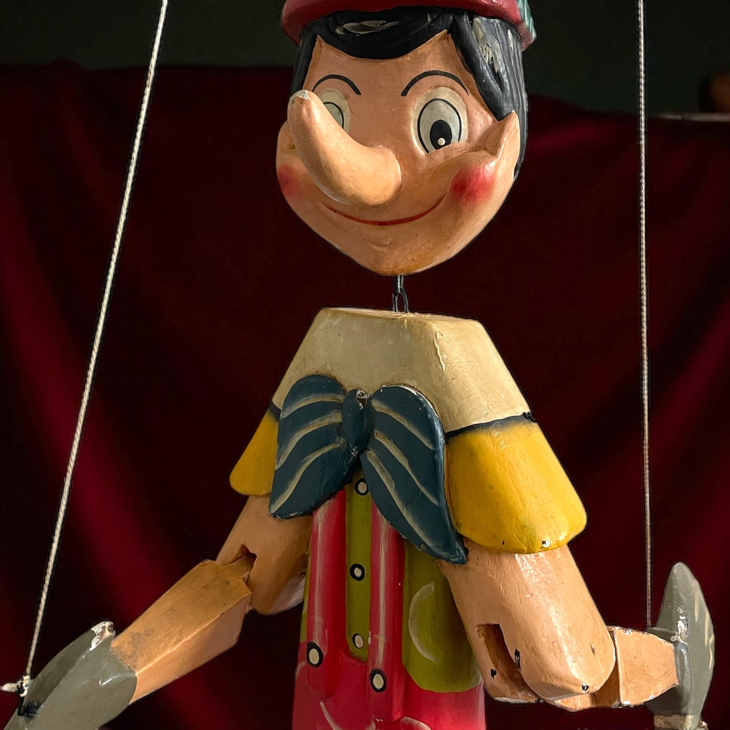 Grande burattino Pinocchio vintage h totale 80 cm