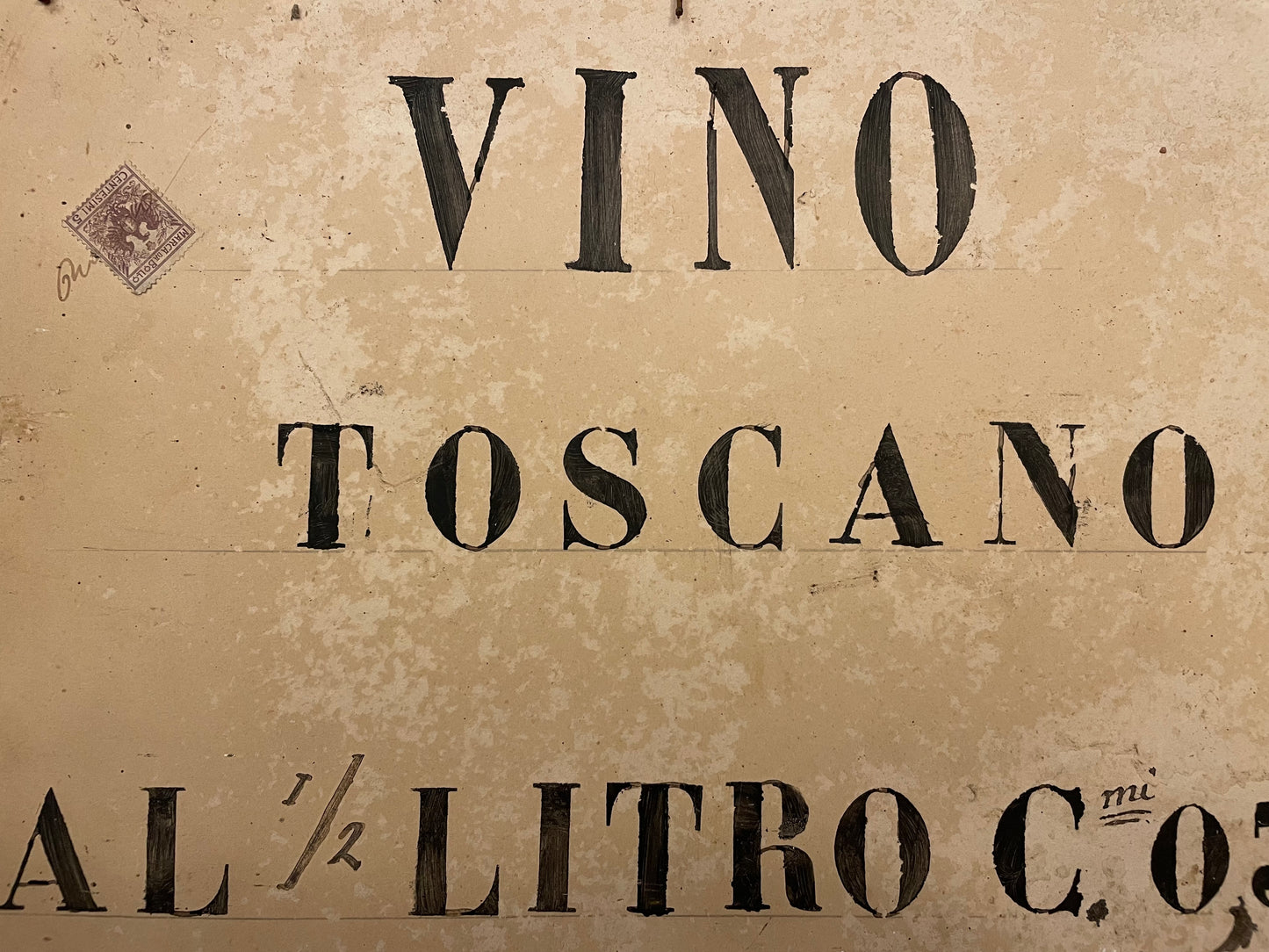 Quadro bifronte - stampa sacra ed insegna vino con marca da bollo, 1890 - 1910
