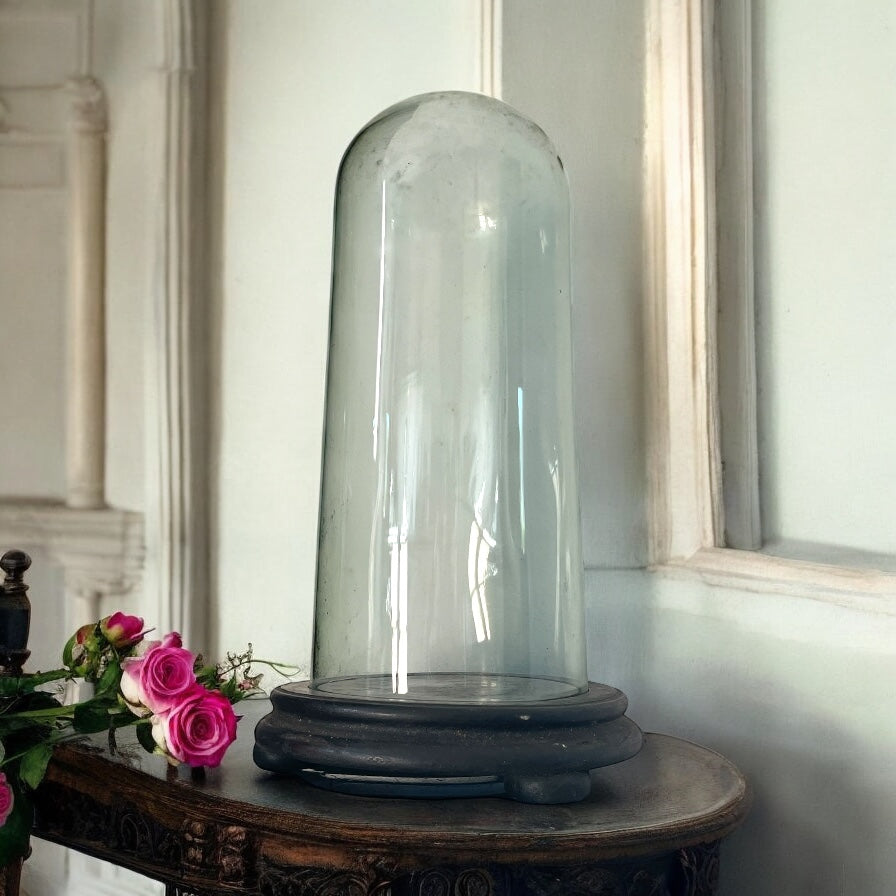 Antica campana per boule de mariage, fine ‘800 con base lignea