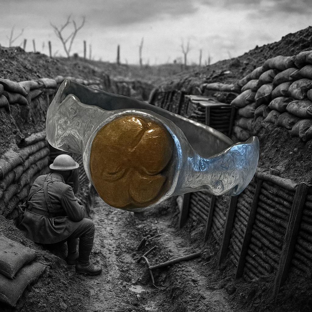 Anello trench art con quadrifoglio, Prima Guerra Mondiale