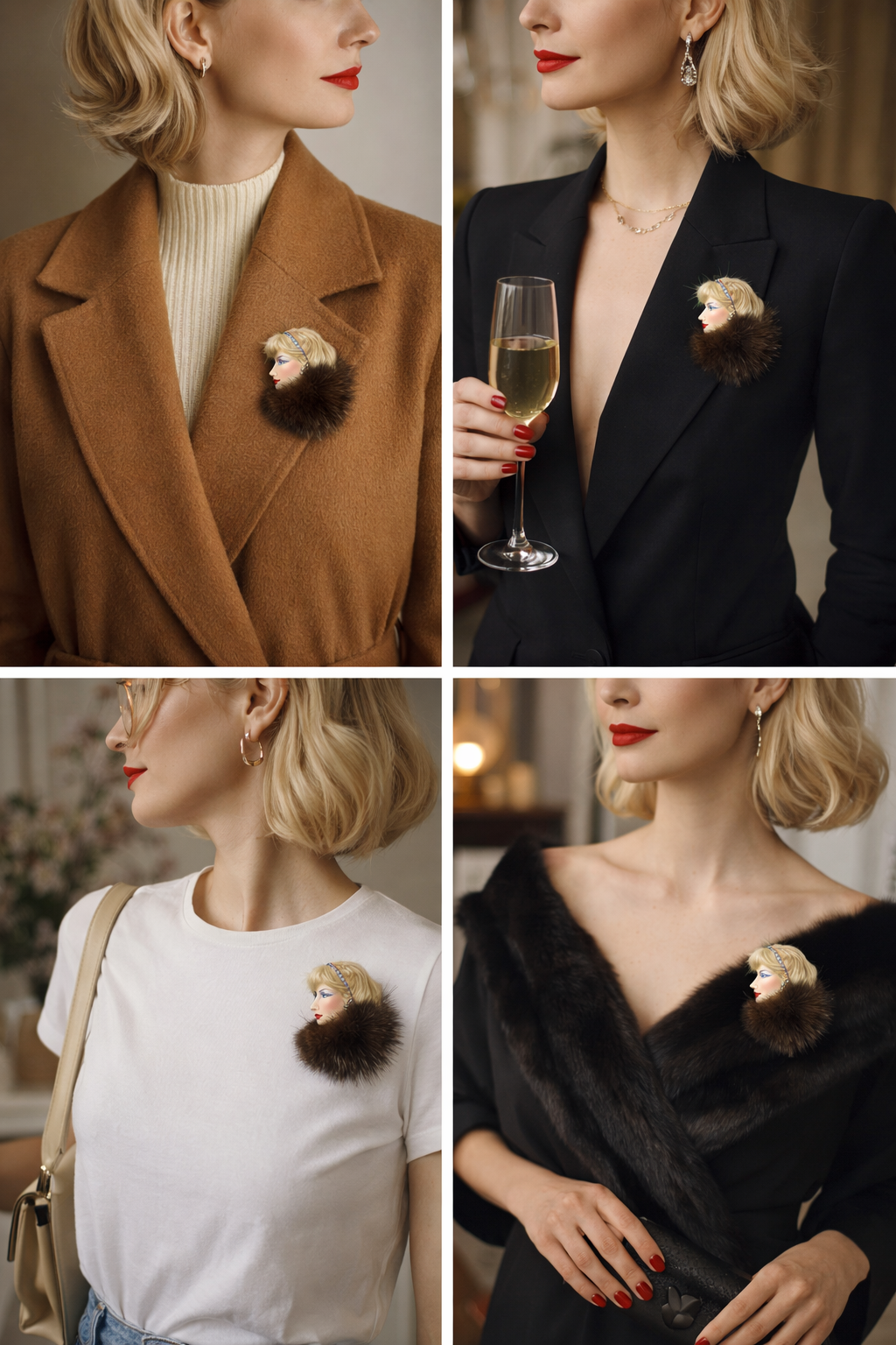 Head brooch spilla volto di donna americana anni ‘50 ca