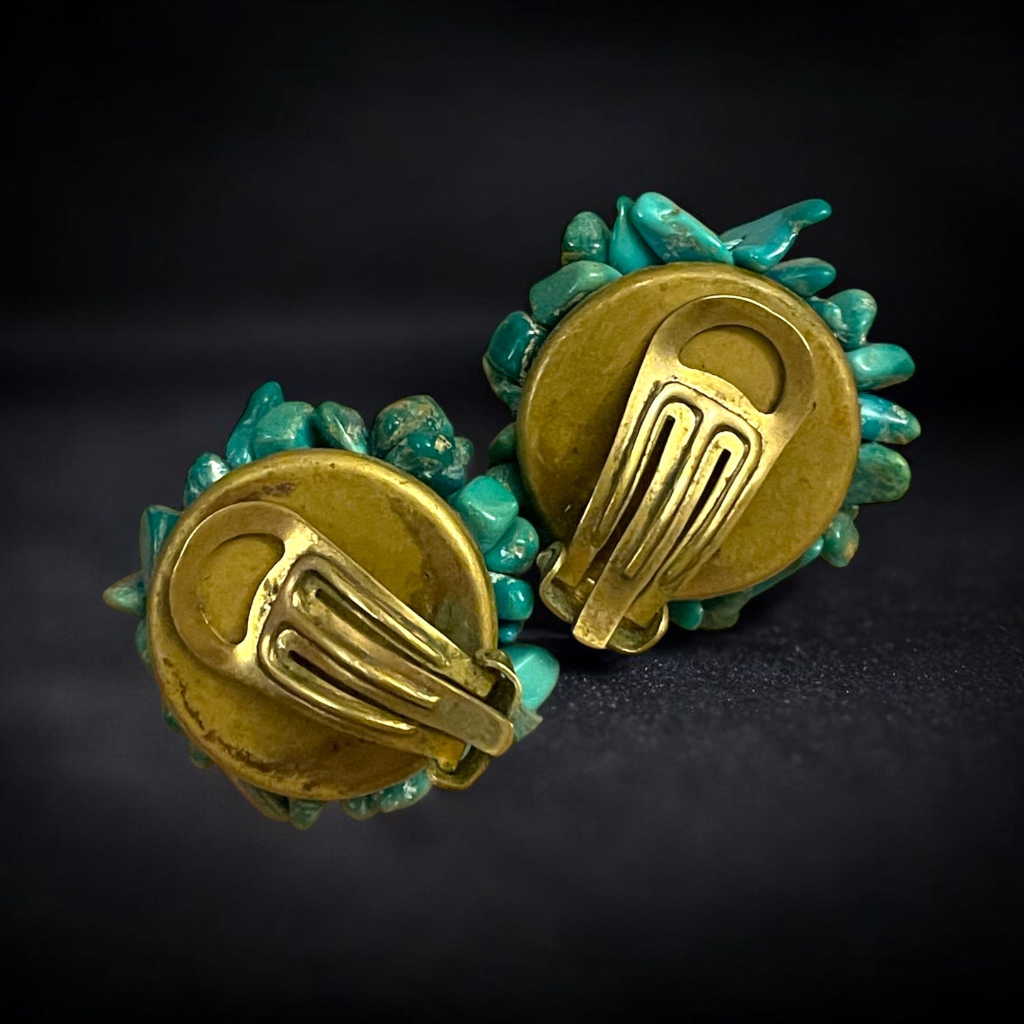 Orecchini a clip anni ‘50 con turchesi, boho chic