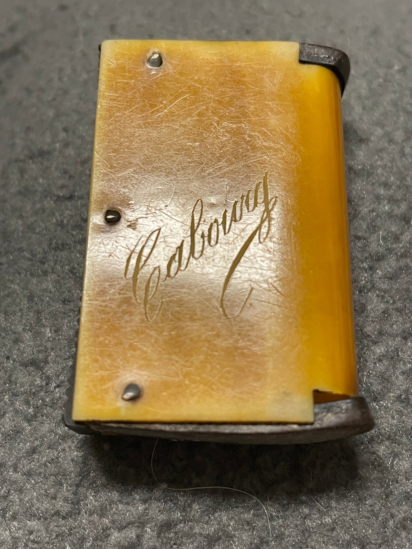 Vesta case giapponista in corno inciso, fine ‘800