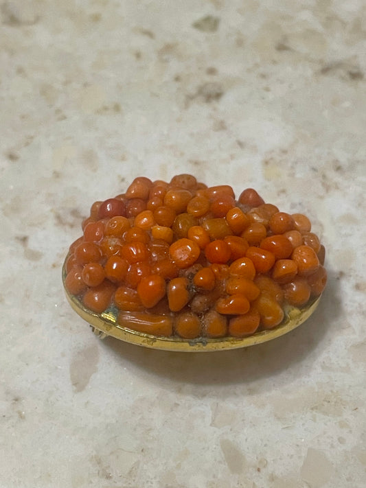 Spilla in corallo grezzo di Sciacca, anni ‘60-‘70