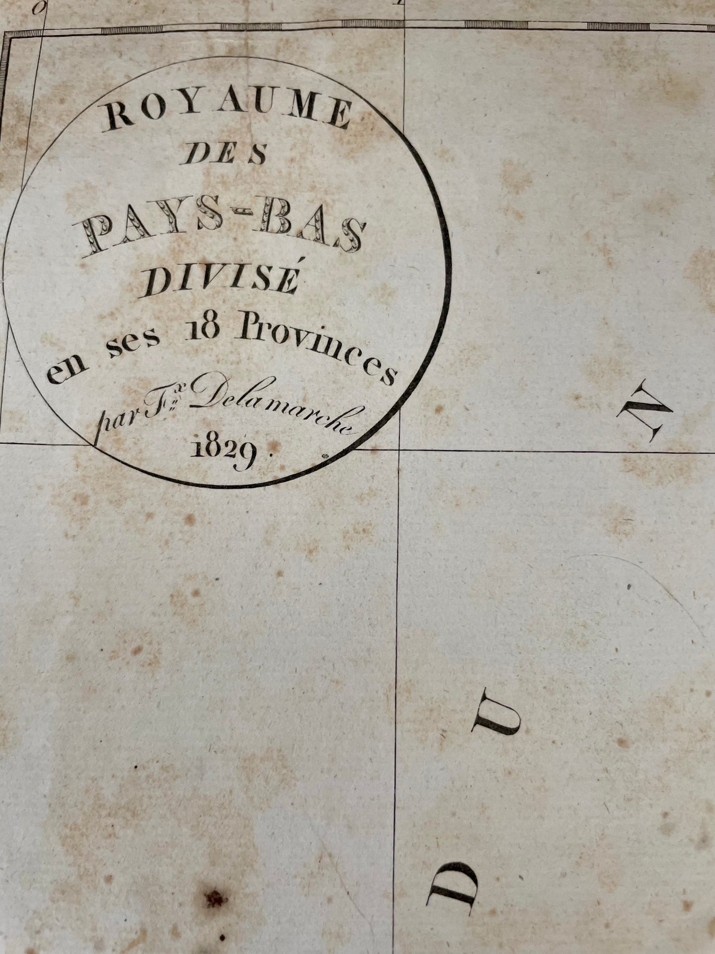 Antica mappa, cartina Paesi Bassi 1829 Delamarche