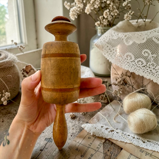 Antico pin cushion puntaspilli da tavolo per sarte e modiste, primissimo ‘900