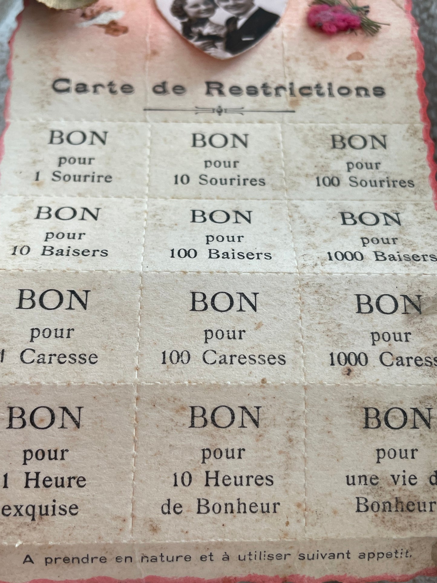 Cartolina carte de Restrictions d’amore anni ‘30