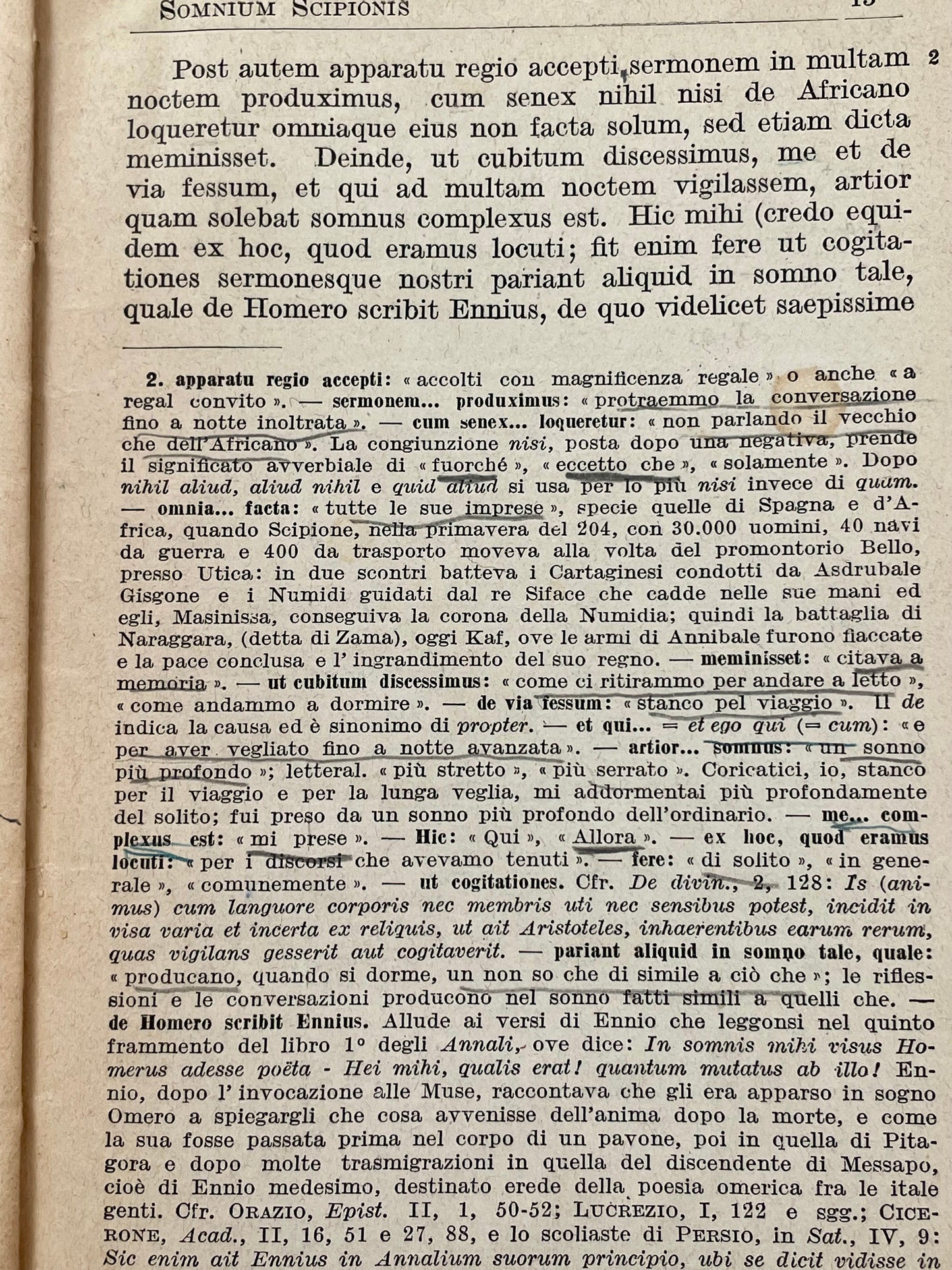 Somnium Scipionis con note di Ottolini, edizione con marca da bollo del Ministero delle Corporazioni del Regime, 1940