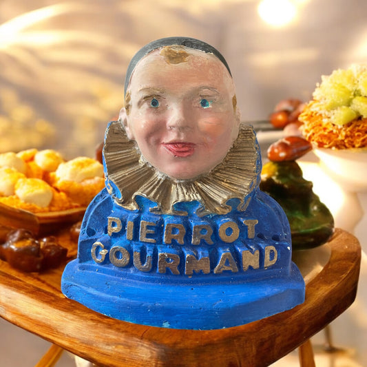Pierrot Gourmand blu in gesso, ridipinto