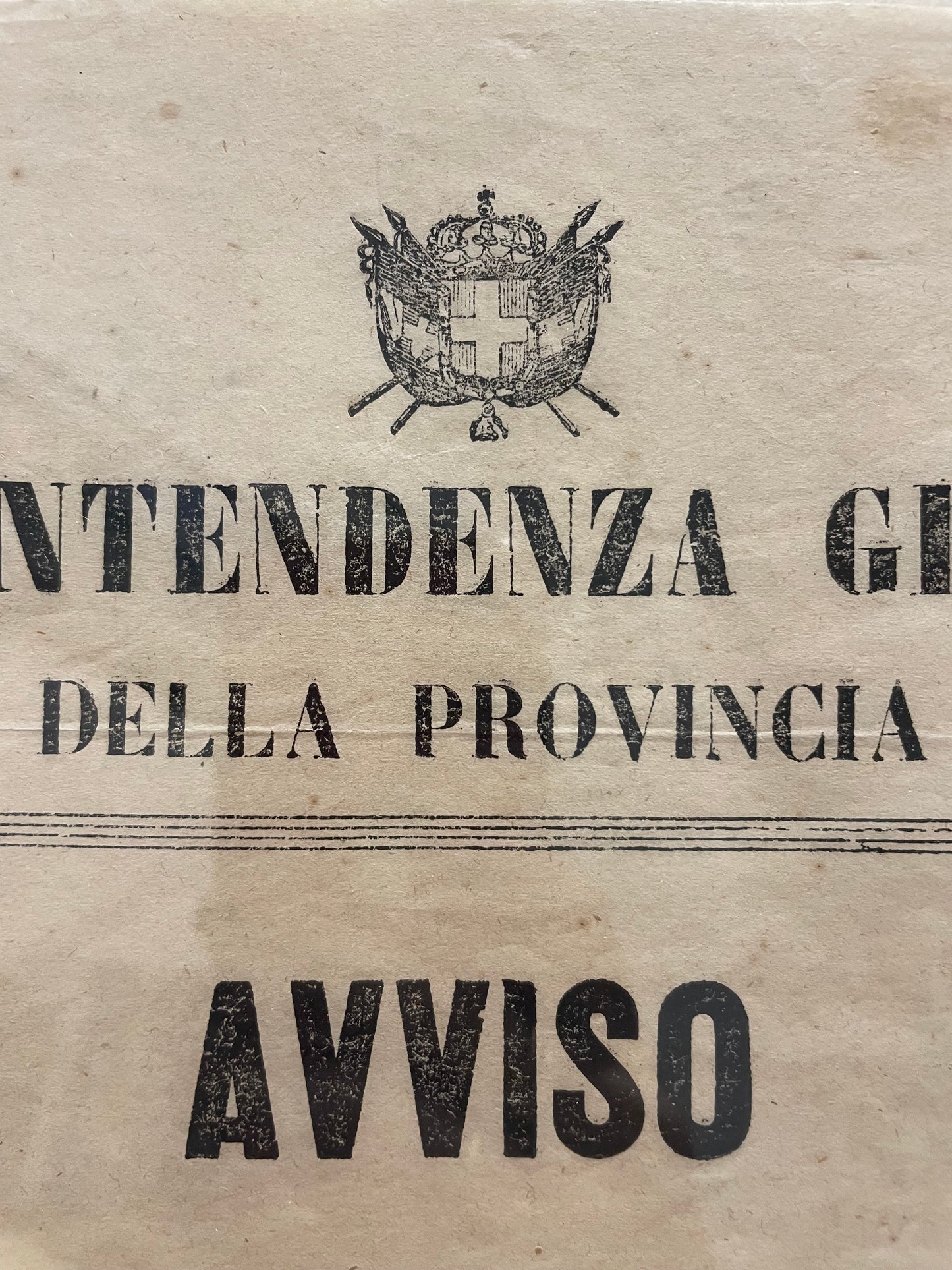 Avviso Regio Brescia 1859 sulla detenzione di armi, documento originale