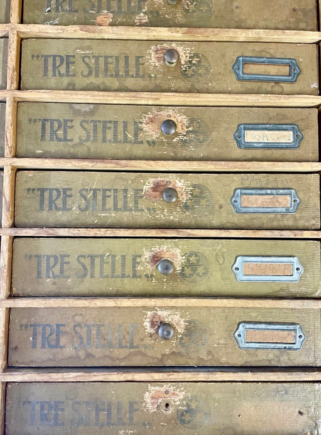 Grande cassettiera mobile merceria Cucirino Tre Stelle anni ‘30