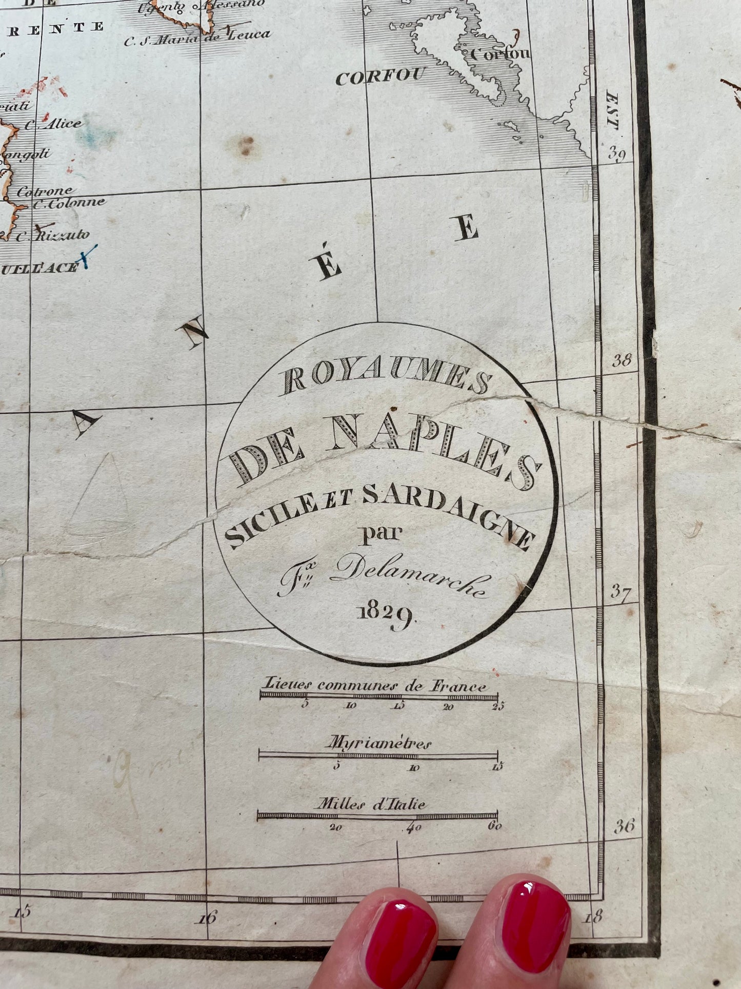Antica mappa 1829 Delamarche Regno di Napoli e delle due Sicilie
