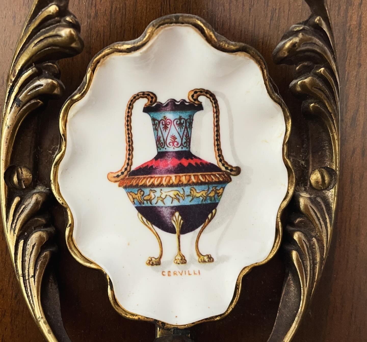 Pair of Cervilli ceramic coat hangers