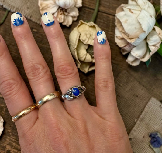 Anello in argento 925 con lapis naturale, anni ‘70