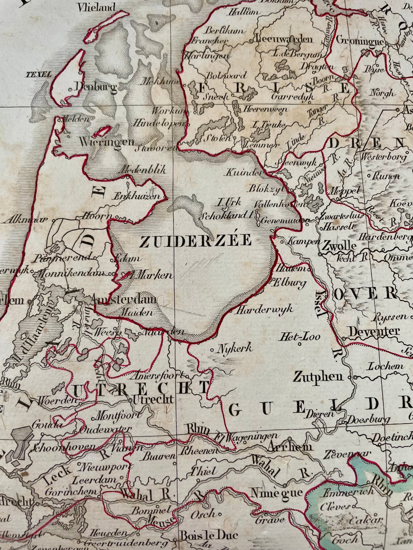Antica mappa, cartina Paesi Bassi 1829 Delamarche