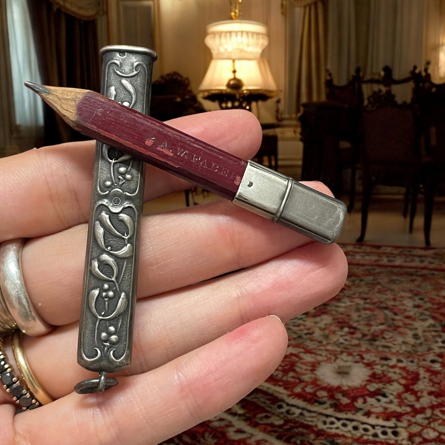 Matita pendente da châtelaine in custodia d’argento, fine ‘800