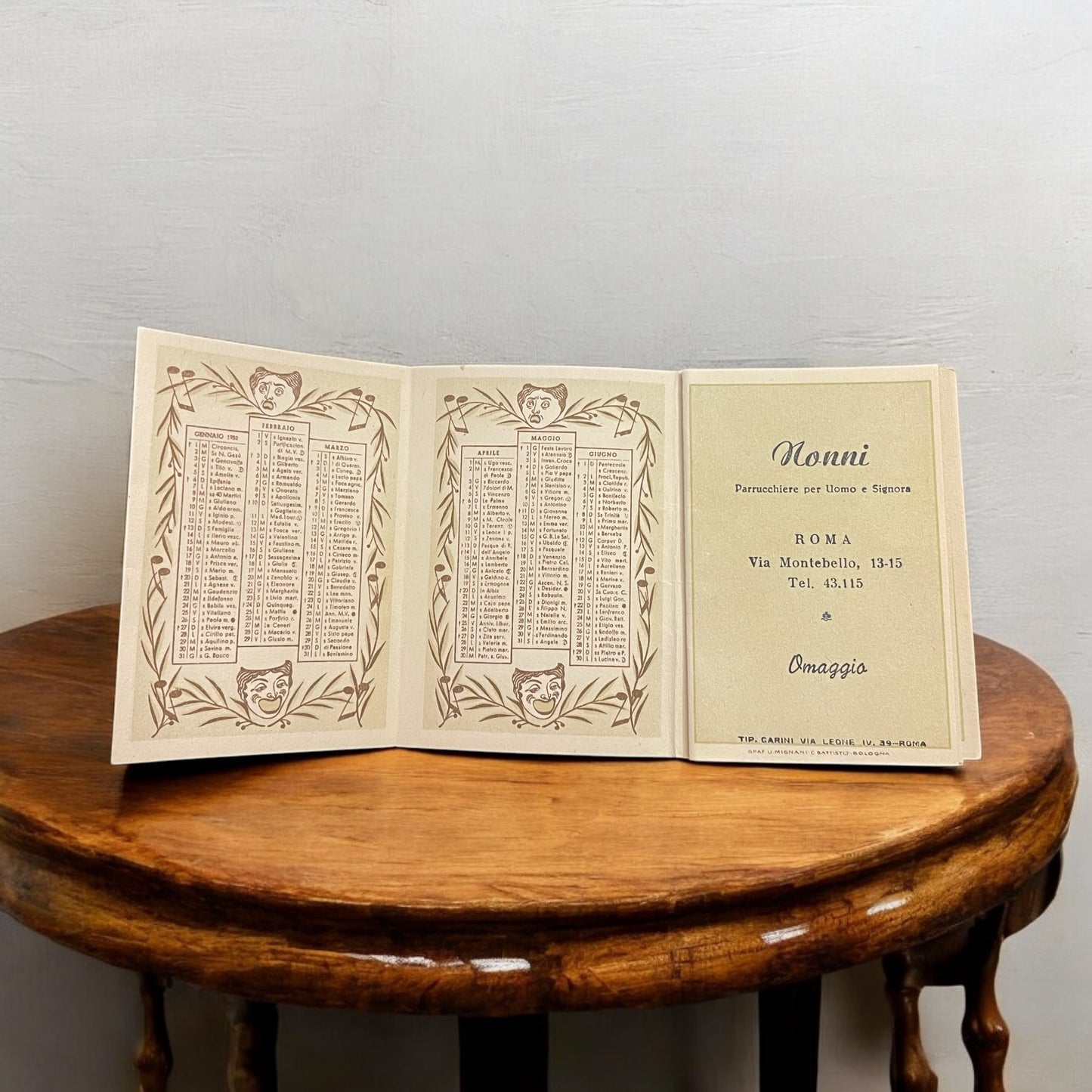 Calendarietto da barbiere 1951, cinquantenario Giuseppe Verdi