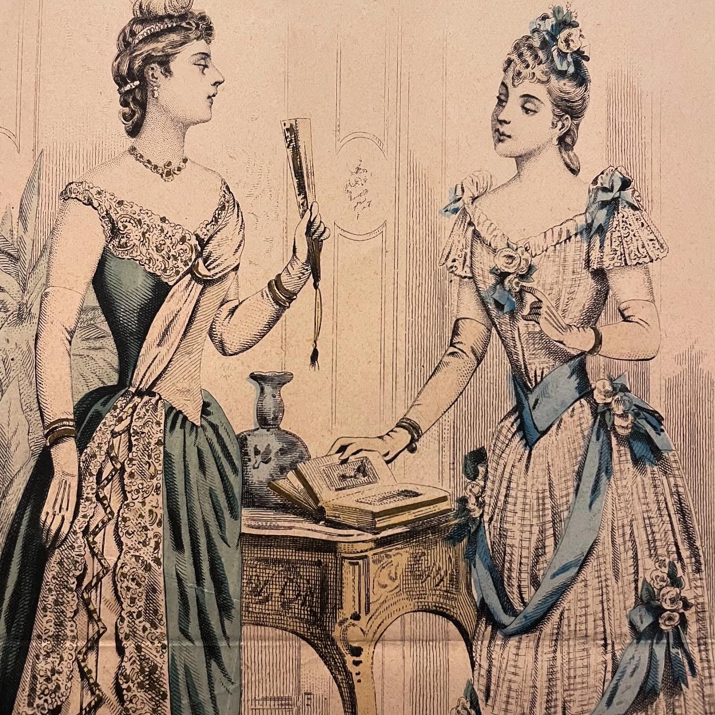Three antique millinery prints 1800