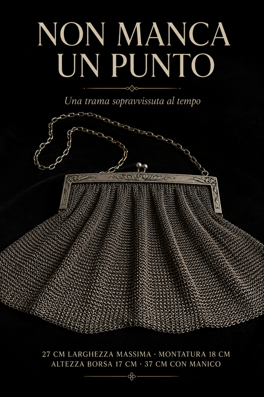 Antica e splendida borsa da sera in maglia anni ‘20 con montatura lavorata e placcata argento