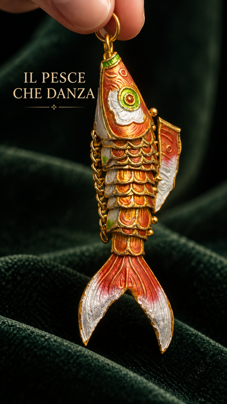 Pesce gioiello vintage pendente ciondolo snodato