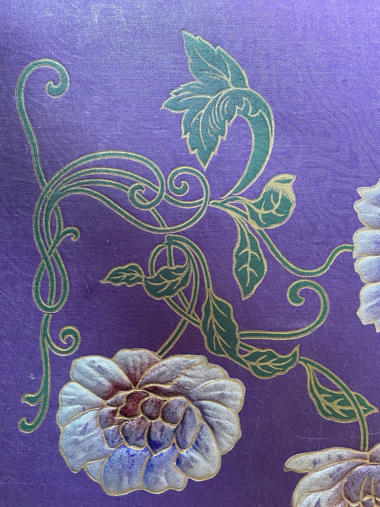 Album vuoto Art Nouveau viola con peonie, fine ‘800 - primo ‘900