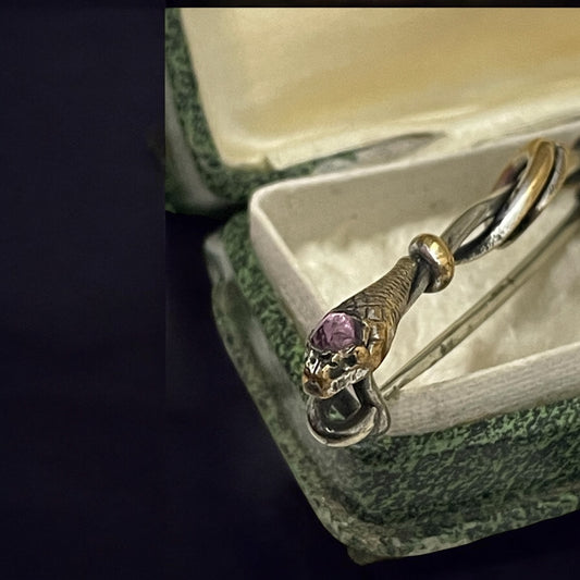 Gioiello liberty argent vermeil, spilla serpente con custodia