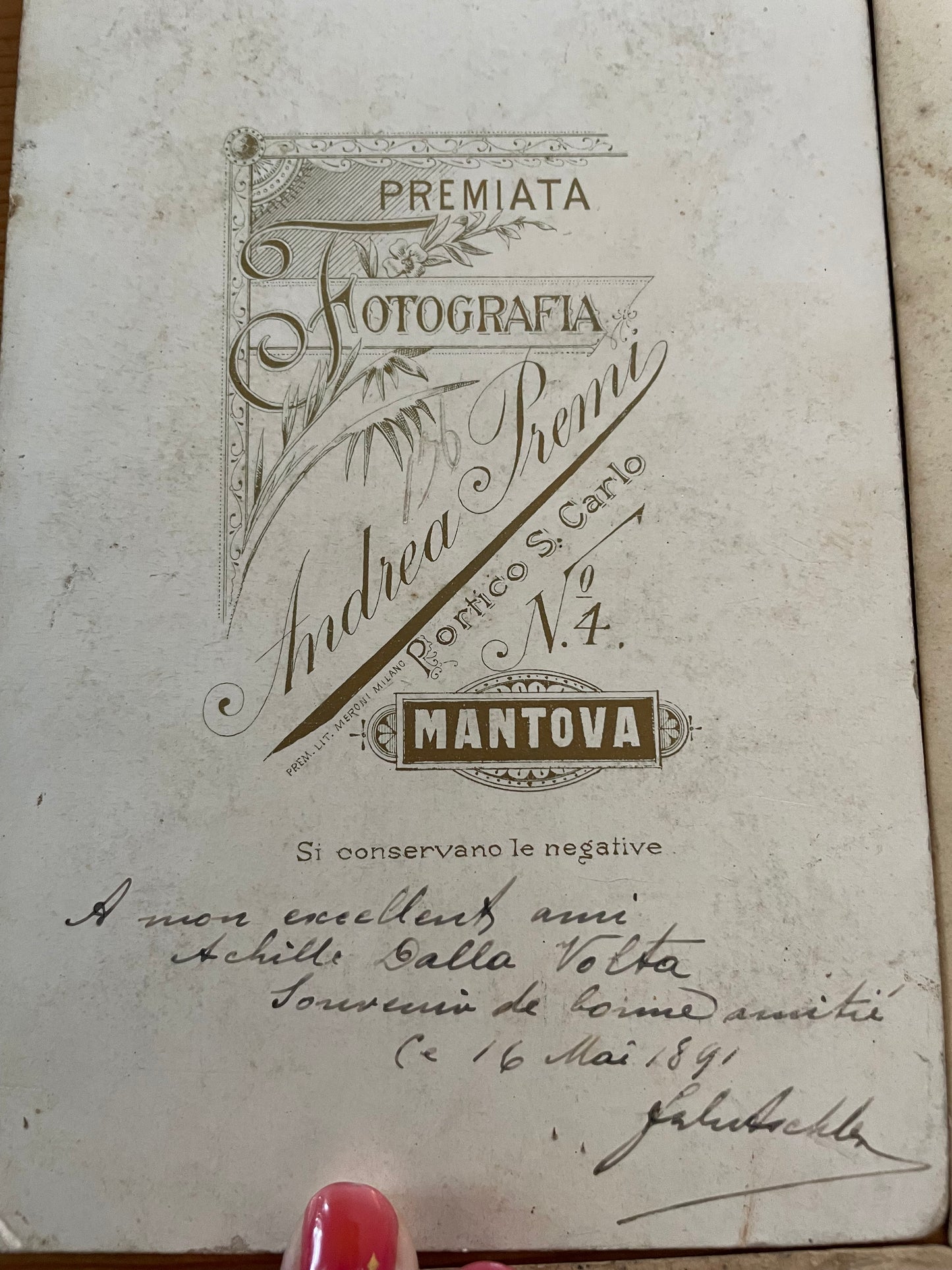 Lotto 9 fotografie ritratti formato Cabinet, 1890 circa, studi italiani