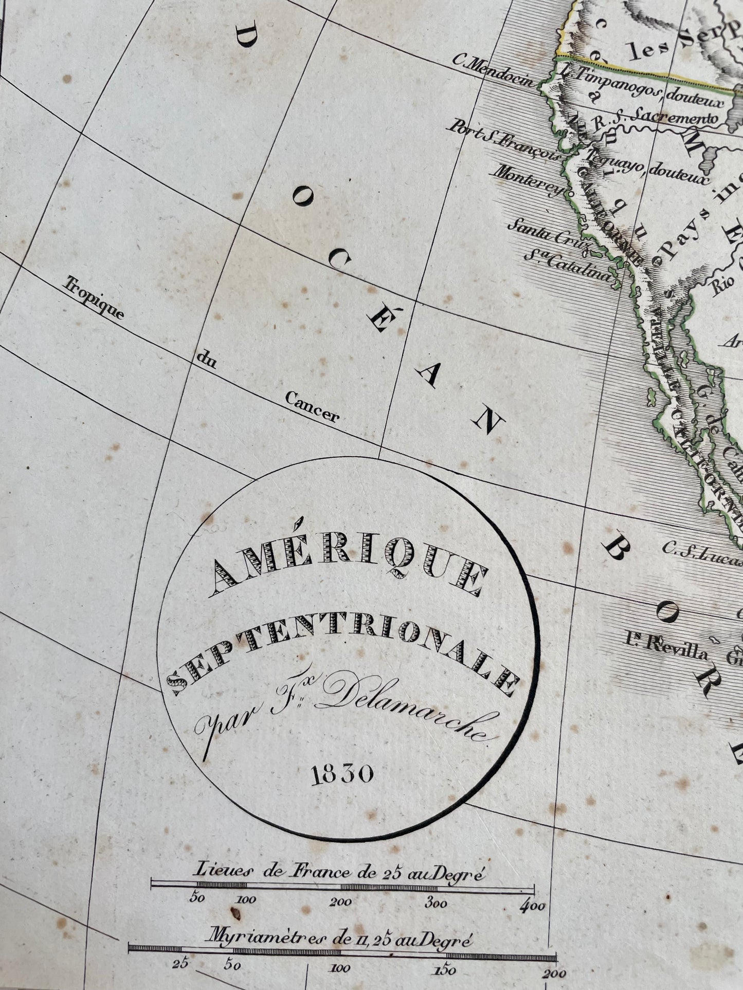 Coppia antiche mappe cartine geografiche Delamarche 1830, America del Nord e del Sud