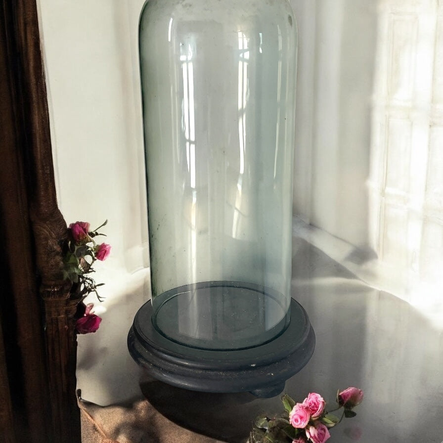 Antica campana per boule de mariage, fine ‘800 con base lignea